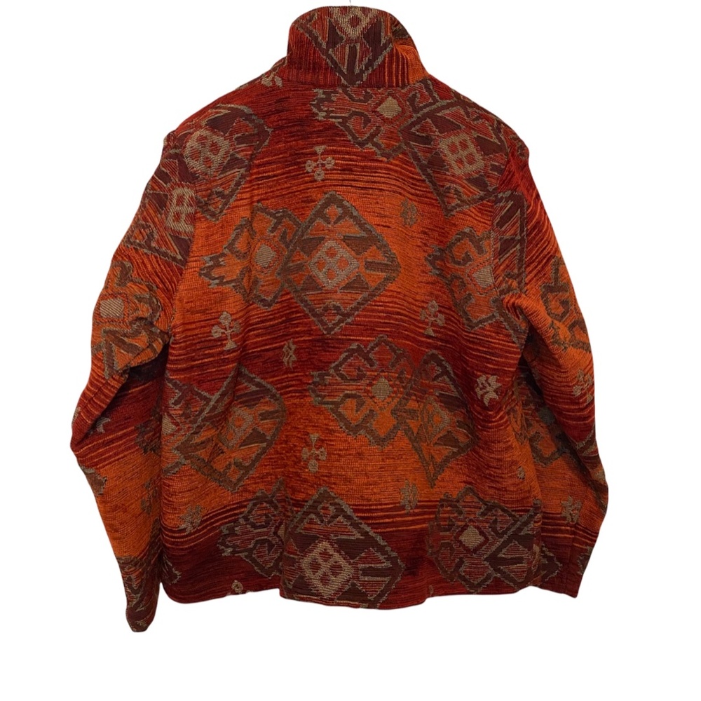 Norm Thompson Orange Button Down Tapestry Jacket Large - Picture 9 of 10